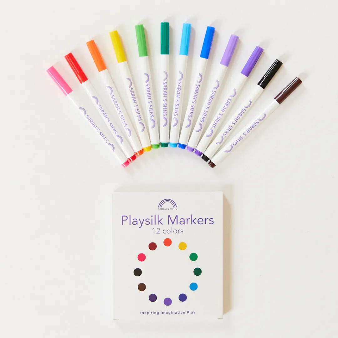 Sarah's Silks Heart Coloring Playsilk & Markers Set Cheap