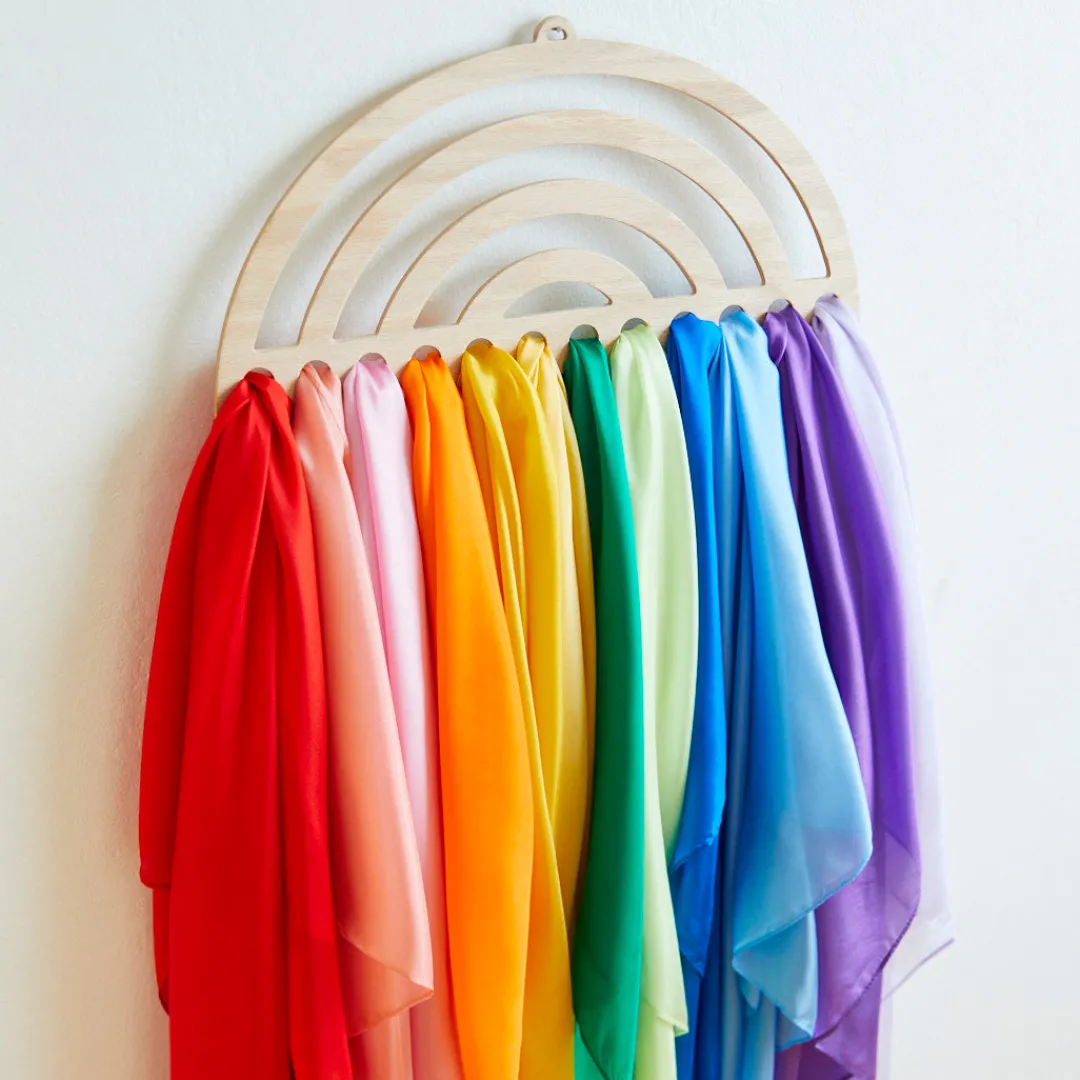 large_rainbow_playsilk_display_4.webp Sarah's Silks Large Rainbow Playsilk Display Clearance